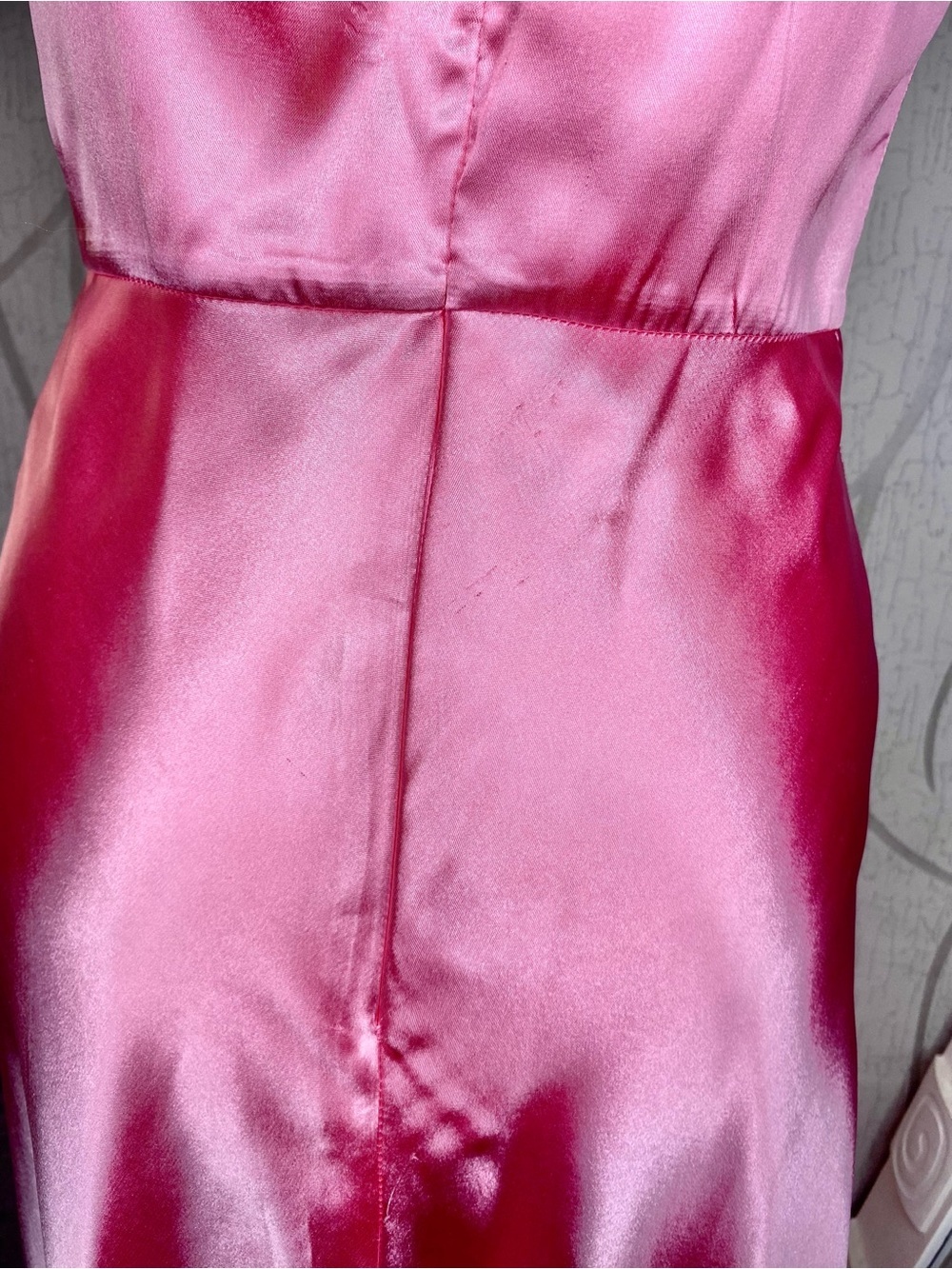 🎀🌷 Floral Embroidered Pink Satin Maxi Dress 🌷🎀 NWOT - Picture 11 of 11